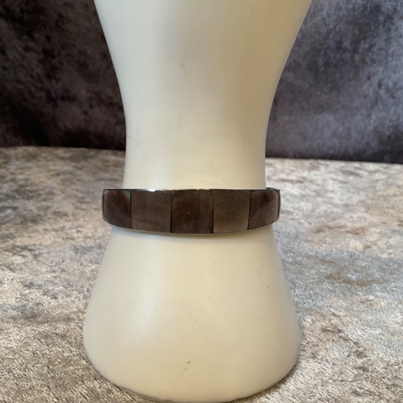 Vintage Philippines Silver and Abalone Shell Cuff Bracelet - Picture 3 of 5